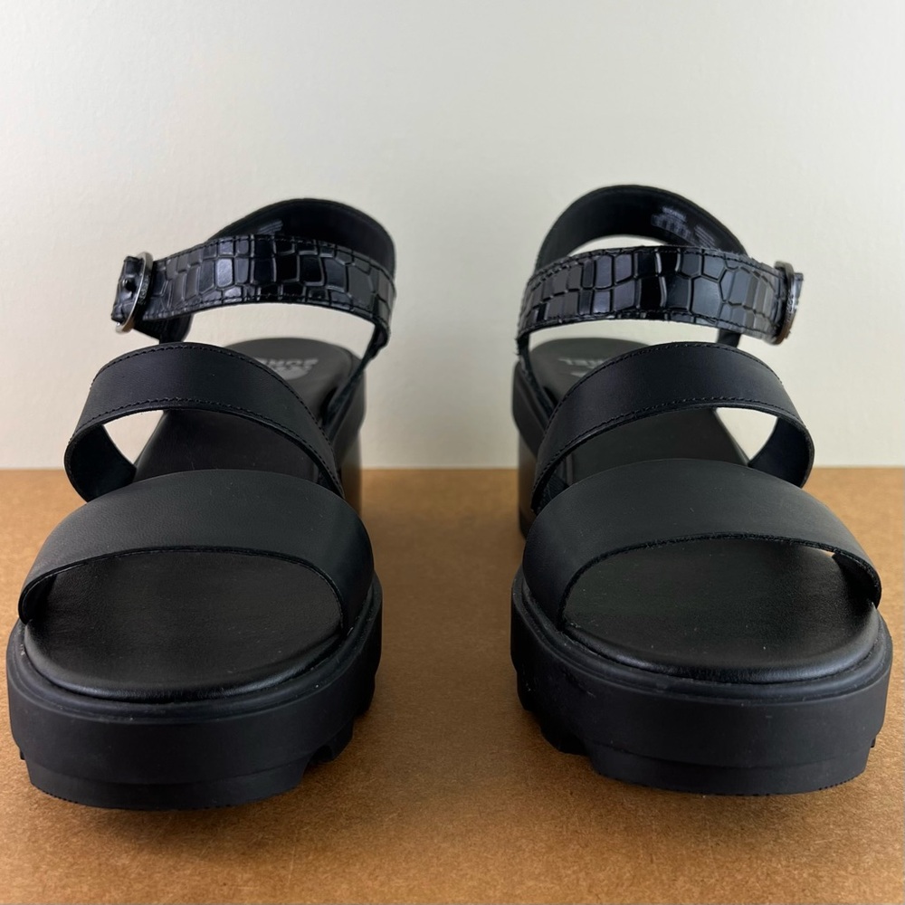 NEW SOREL BLACK LEATHER SANDALS - Picture 10 of 12